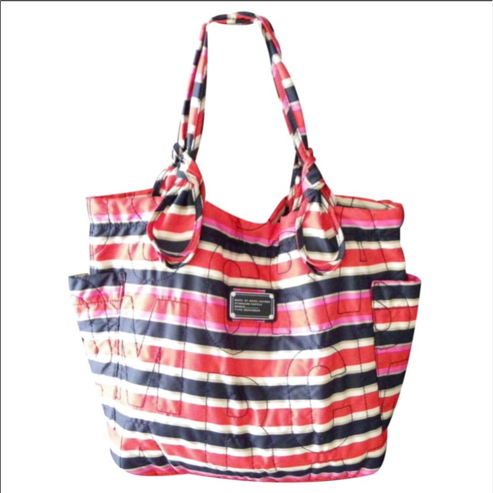 Marc by Marc Jacobs striped pink/blue small tote